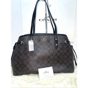 🔥🎁NWOT! Coach Carryall Drawstring Tote Handbag Brown/Black Msrp:$350.00